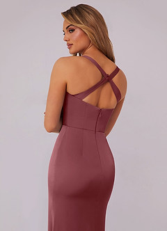Barbie ♥ Azazie Brautjungfernkleider Meerjungfrau-Linie Plissee Stretch-Satin Kleid Wüstenrose image3