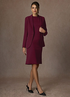 front Kennedy Burgundy Structured Stretch Jacket and Dress Suit Set