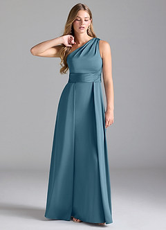 Azazie Dallas Bridesmaid Dresses Bermuda A-Line One Shoulder Stretch Satin Dress image1