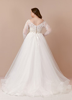 Azazie Freya Wedding Dresses A-Line Sequins Tulle Chapel Train Dress image2
