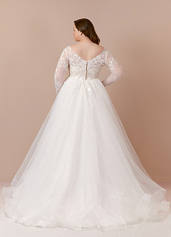 Azazie Freya Abiti da Sposa Abito A-Line in Tulle Lustrini Diamante Bianco Nudo image9
