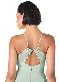 Azazie Avelina Bridesmaid Dresses Agave A-Line V-Neck Pleated Chiffon Dress image5