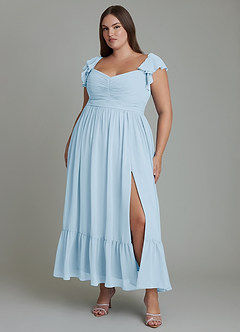 Azazie Anaya Bridesmaid Dresses Sky Blue A-Line Sweetheart Neckline Chiffon Dress image8