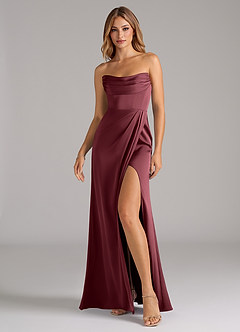 Azazie Johana Bridesmaid Dresses Merlot Mermaid Off the Shoulder Stretch Satin Convertible Dress image6