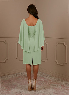 Azazie Mirra Abiti per la Madre della Sposa Abito Tubino in Chiffon con Scollo a U a Pieghe Verde Salvia image4