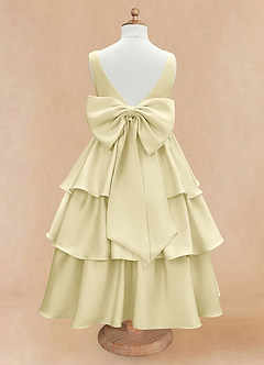 Azazie Margie Robe Demoiselle D'honneur Fillette Robe Trapèze en Satin extensible Arc Sorbet Citron image5