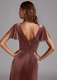 Azazie Soren Bridesmaid Dresses Espresso A-Line Velvet Dress image2