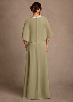 Azazie Winnifred Abiti per la Madre della Sposa Abito A-Line in Chiffon Perline Verde Muschio image3