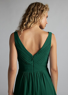 Azazie Grace Bridesmaid Dresses Emerald A-Line Pleated Chiffon Dress image6