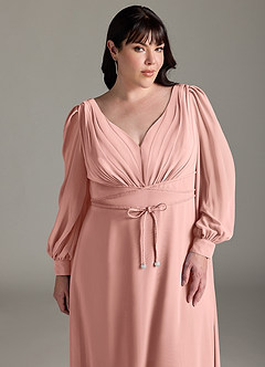 Azazie Sage Final Sale Cabernet A-Line Long Sleeve Chiffon Dress image10