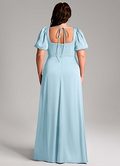 Azazie Fyona Bridesmaid Dresses Sky Blue A-Line Pleated Stretch Satin Dress image9
