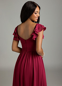 Azazie Anaya Bridesmaid Dresses Burgundy A-Line Sweetheart Neckline Chiffon Dress image2