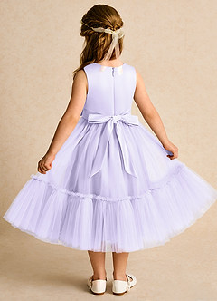Azazie Miracle Flower Girl Dresses Lilac A-Line Bow Matte Satin Dress image2