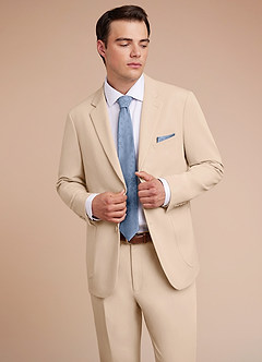 front Owen Tan Lightweight Tailored Suit Jacket