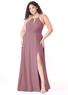 Azazie Evalleen Bridesmaid Dresses Vintage Mauve A-Line Pleated Chiffon Dress image9