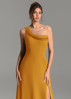 Azazie Thea Bridesmaid Dresses Butterscotch A-Line One Shoulder Chiffon Dress image5