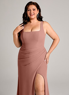 Azazie Mero Bridesmaid Dresses Cedar Rose Sheath Pleated Chiffon Dress image14