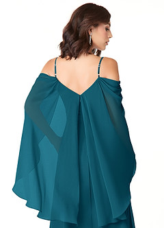 Azazie Cienna Abiti da Damigella Abito A-Line in Chiffon a Spalla Scoperta Blu Inchiostro image3