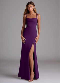 Azazie Callan Bridesmaid Dresses Grape Mermaid Pleated Chiffon Convertible Dress image3