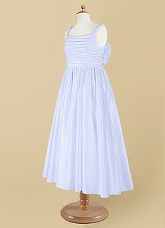 Azazie Cutie Pie Flower Girl Dresses Lavender A-Line Pleated Matte Satin Dress image9