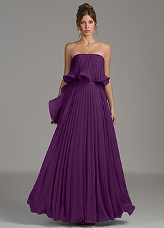 Azazie Alexia Bridesmaid Dresses Grape A-Line Ruched Chiffon Dress image4