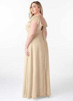Azazie Syenna Bridesmaid Dresses Champagne A-Line Ruched Chiffon Dress image9