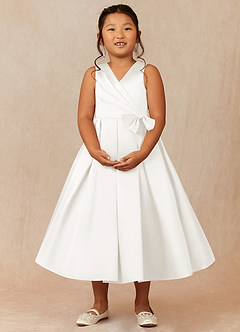 Azazie Ronda Final Sale Coral A-Line Pleated Matte Satin Dress image1