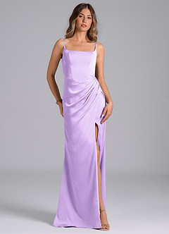 Azazie Donielle Bridesmaid Dresses Lilac Mermaid Corset Stretch Satin Dress image4
