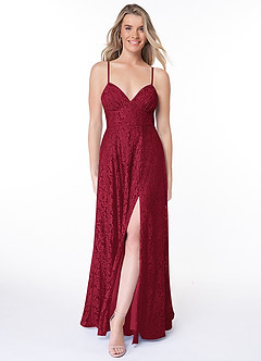 Azazie Dellana Bridesmaid Dresses A-Line Lace Floor-Length Dress image4