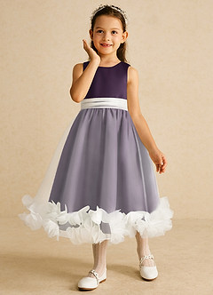 Azazie Stardust Flower Girl Dresses Plum A-Line Sleeveless Organza Dress image5