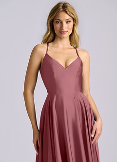Azazie Truce Bridesmaid Dresses Desert Rose A-Line Stretch Satin Dress image7