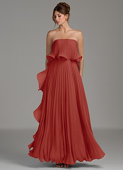 Azazie Alexia Vestidos de madrinha de casamento Vestido Terracota de Chiffon de Linha A com Franzido image6