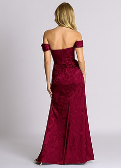 Azazie Saige 신부 들러리 드레스 인어 오프 더 숄더 자카드 바닥 길이 드레스 image8