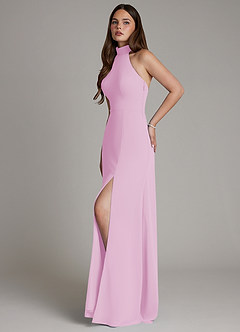 Azazie Myra Jurken voor thuis passen Jurk van Chiffon met A-Lijn Hoge Kraag Snoep Roze image5