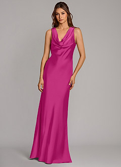 Azazie Cheryl Jurken voor bruidsmeisjes Jurk van Stretch Satijn met Zeemeermin Fuchsia image4