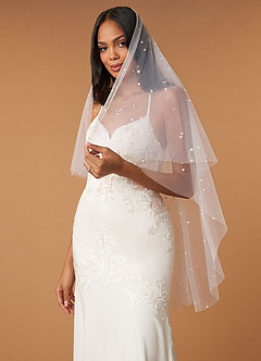 front Viola Pearl Fingertip Veil With Blusher