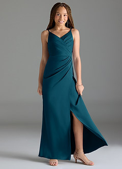 Azazie Maci Junior Klä av Sjöjungfru i Stretch Satin Plisserad image3