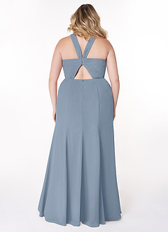 Azazie Rue Brautjungfernkleider A-Linie Halter Chiffon Kleid Staubblau image8