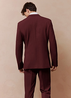 front Savile Burgundy Wool Blend Suit Jacket