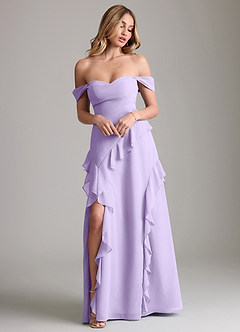 Azazie Sloane Bridesmaid Dresses Lilac A-Line Sweetheart Neckline Chiffon Dress image4