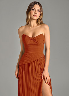 Azazie Becka Final Sale Paprika A-Line Strapless Chiffon Dress image6