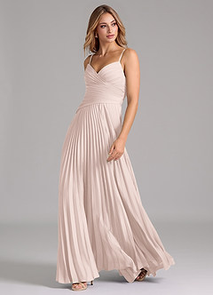 Azazie Vini Abiti da Damigella Abito A-Line in Raso Elasticizzato Plissettato Rosa Rossore image2