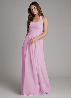 Azazie Irina Bridesmaid Dresses Candy Pink A-Line Pleated Chiffon Dress image1