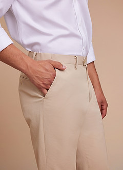 front Carter Tan Cotton Linen Blend Dress Pants