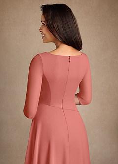 Azazie Durant Mother of the Bride Dresses Salmon Pink A-Line Pleated Chiffon Dress image5