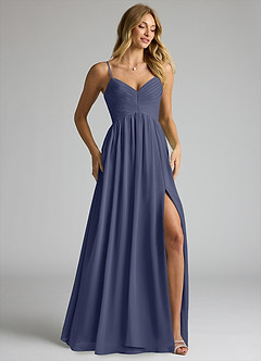 Azazie Alia Bridesmaid Dresses Stormy A-Line Pleated Chiffon Dress image2