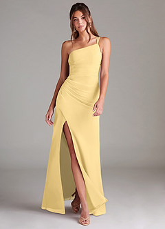 Azazie Eren Bridesmaid Dresses Butter Sheath One Shoulder Chiffon Dress image1