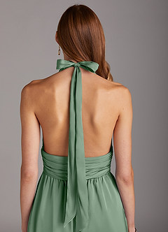 Azazie Oli Bridesmaid Dresses Matcha Pleated Stretch Satin Jumpsuit image5