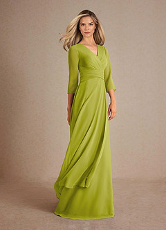 Azazie Mayfield Mère de la mariée Robes Robe Trapèze en Mousseline de soie Plissée Citronnelle image2