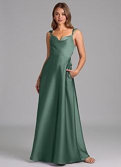 Azazie Beatrice Bridesmaid Dresses Eucalyptus A-Line Sweetheart Neckline Stretch Satin Dress image4